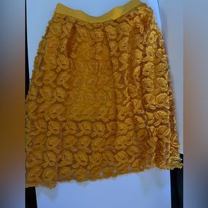 Gold orange flowers skirt. Elastic waist. Aline flowing skirt